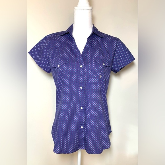 Roper Western Pearl Snap Front Short Sleeve Cotton Shirt Women Small - Picture 1 of 7